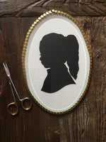 Custom Silhouette Portraits - Beveled Oval Glass Framed Silhouette Art