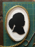 Custom Silhouette Portraits - Beveled Oval Glass Framed Silhouette Art