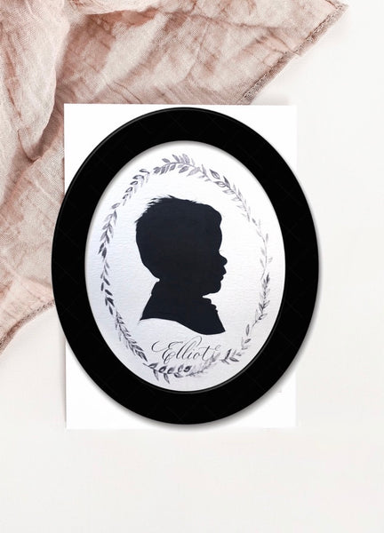 Custom Silhouette Painting Art - 8 by 10 Oval Framed
