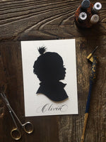 Custom Hand Cut Silhouette Portrait; Child Silhouette Art